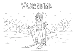 Kostenlose Malvorlage Sport Schnee Winter Schneeflocken Ski Wintersportarten Berg