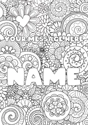 Free coloring Flowers Heart Decorated name Complex coloring pages Zentangle Decorative background Spiral