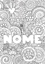 Desenho grátis Flores Coração Nome decorado Colorações Complexas Zentangle Fundo decorativo Espiral