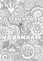 Gratis kleurplaat Bloemen Hart Gedecoreerde naam Complex Kleurplaten Zentangle Decoratieve achtergrond Spiraal