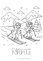 Colouring to customise Sport Snow Winter Child Ski Winter Sports