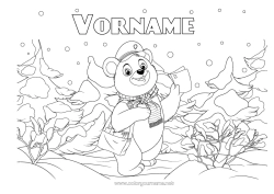 Kostenlose Zeichnung Bär Schnee Winter Tier Waldtiere Büroberufe Wald Briefträger