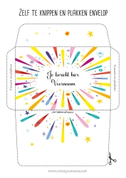 Gratis tekening Feest Vuurwerk Envelop Afdrukbare enveloppen