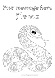 Free colouring Animal Snake Intermediate colouring sheets Zentangle Reptiles 2025