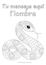Colorear gratis Animales Serpiente Dibujos intermedios para colorear Zentangle Reptiles 2025