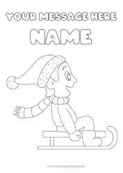 Colouring to customise Sport Snow Winter Sledge Scarf Winter Sports Winter Hat