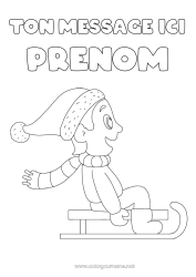 Coloriage gratuit Sport Neige Hiver Luge écharpe Sports d'hiver Bonnet d'hiver