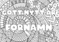 Gratis färgläggning Gott nytt år Utsmyckat namn Zentangle Meddelande 