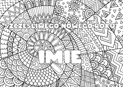 Kolorowanka za darmo Szczęśliwego Nowego Roku! Nazwisko odznaczone Zentangle Wiadomość 
