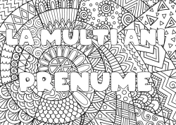 Pagină de colorat gratuită La mulți ani! Nume decorat Zentangle Mesaj 