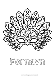 Gratis fargelegging Kostyme Maske Karneval Påfugl Fugler og flygende pattedyr