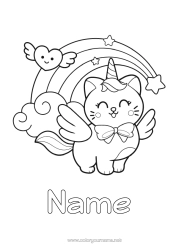 Colouring to customise Cat Cute Unicorn Animal Rainbow Easy Colouring Pages Dogs And Cats Dragons, Unicorns, And Fantastical Creatures