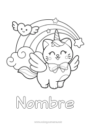 Colorear gratis Cat Kawaii Unicornio Animales Arcoíris Dibujos fáciles para colorear Perros y gatos Dragones, unicornios y animales fantásticos