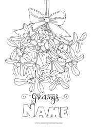 Colouring to customise Happy New Year Mistletoe "Happy New Year"