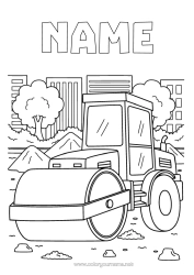 Colouring to customise Vehicles Construction Equipment Construction Trades Site, Construction Road Roller