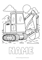 Colouring to customise Vehicles Excavator Construction Equipment Construction Trades Site, Construction