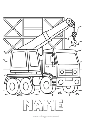 Colouring to customise Vehicles Construction Equipment Lorry-Mounted Crane Construction Trades Site, Construction Crane