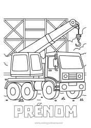Coloriage gratuit Véhicules Engins de chantier Camion-grue Métiers du chantier Chantier, construction Grue