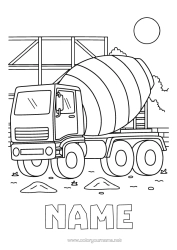 Colouring to customise Vehicles Construction Equipment Concrete Mixer Truck Construction Trades Site, Construction