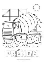 Coloriage gratuit Véhicules Engins de chantier Camion toupie Métiers du chantier Chantier, construction