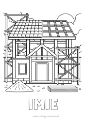 Kolorowanka do personalizacji Dom Zawody budowlane Plac budowy, budowa