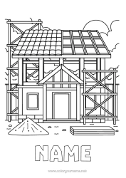 Colouring to customise House Construction Trades Site, Construction