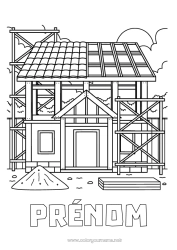 Coloriage gratuit Maison Métiers du chantier Chantier, construction