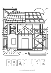 Desen liber de colorat Casă Meserii de șantier șantier, construcție