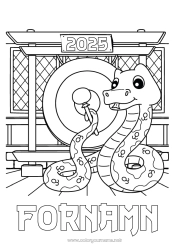 Gratis färgläggning Kinesiskt nyår Orm Reptiler 2025 Gong