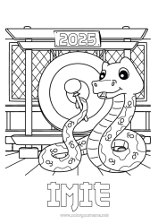 Rysunek za darmo Chiński Nowy Rok Wąż Gady 2025 Gong