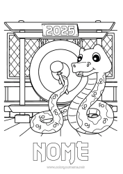 Desenho grátis Ano Novo Chinês Serpente Répteis 2025 Gong