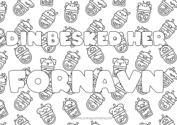 Gratis farvelægning Kawaii Dekoreret navn Drik Bobletea Dekorativ baggrund