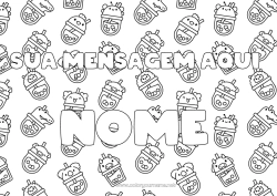 Desenho grátis Kawaii Nome decorado Bebida Chá de bolhas Fundo decorativo