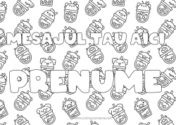 Desen liber de colorat Drăguț Nume decorat Băutură Ceai cu perle Fundal decorativ