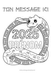 Coloriage gratuit Nouvel An chinois Serpent Reptiles 2025