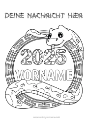 Kostenlose Malvorlage Chinesisches Neujahr Schlange Reptilien 2025