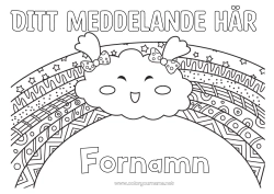 Gratis färgläggning Söt Regnbåge Zentangle Moln