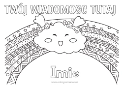 Kolorowanka do personalizacji Uroczy Tęcza Zentangle Chmura