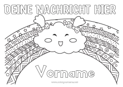 Kostenlose Malvorlage Kawaii Regenbogen Zentangle Wolke