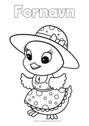 Gratis farvelægning Kawaii Kylling Dyr Gårdsdyr