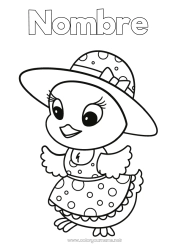 Colorear gratis Kawaii Pollito Animales Animales de granja