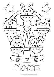 Colouring to customise Cute Theme Park Ferris Wheel Funfair