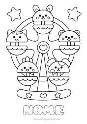 Desenho grátis Kawaii Parque de diversões Roda Gigante Feira Popular