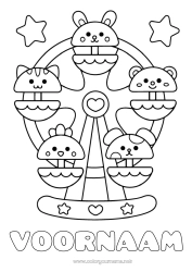 Gratis kleurplaat Kawaii Pretpark Reuzenrad Kermis