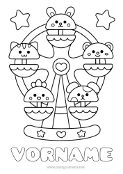Kostenlose Malvorlage Kawaii Freizeitpark Riesenrad Jahrmarkt