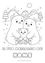 Colorazione gratuita Orso Neve Inverno Papà Mamma Bambino Animale Animali della foresta Famiglia Abbraccio