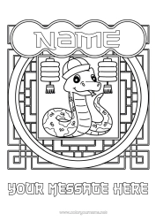 Colouring to customise Animal Chinese New Year Chinese Lantern Snake China Reptiles 2025
