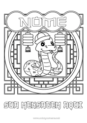 Desenho para personalizar Animal Ano Novo Chinês Lanterna Chinesa Serpente China Répteis 2025