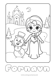 Gratis tegning Vinter Snømann Prinsesse Tegnefilm Berømt prinsesse