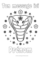 Coloriage gratuit Bonne année Nouvel An chinois Serpent Reptiles 2025